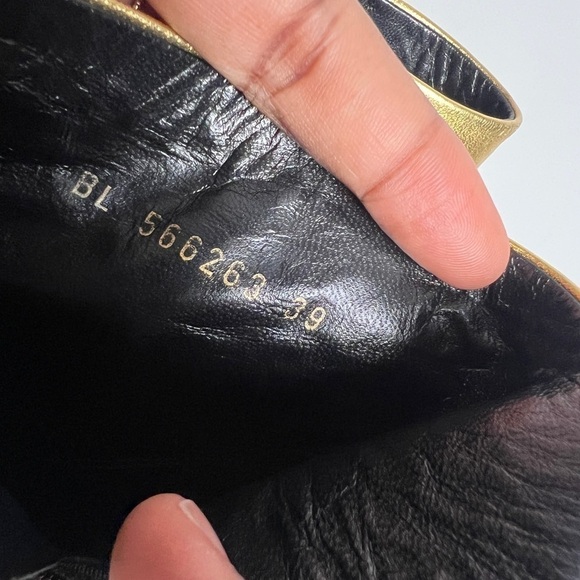 SAINT LAURENT Lou Metallic Gold Leather Ankle-Wrap Boot - Picture 7 of 8